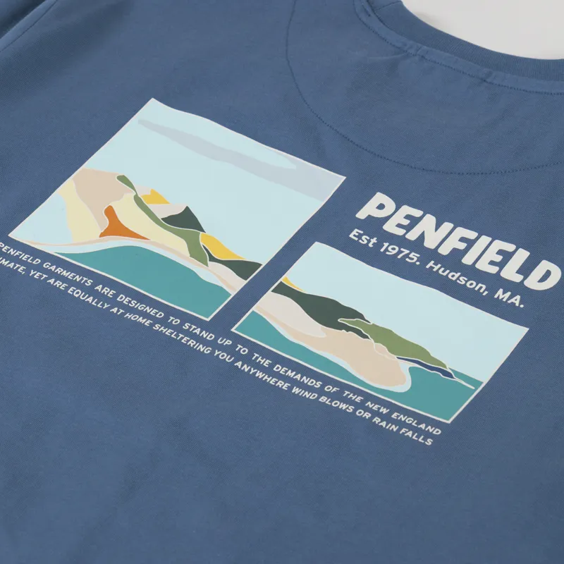 Penfield Block Landscape T Shirt Blue Fusion-4
