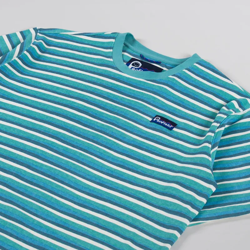 Penfield Wave Texture Stripe T Shirt Dusty Turquoise-1