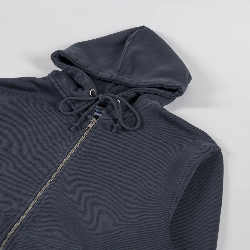 Power Goods Loopback Zip Hoodie Washed Black-2