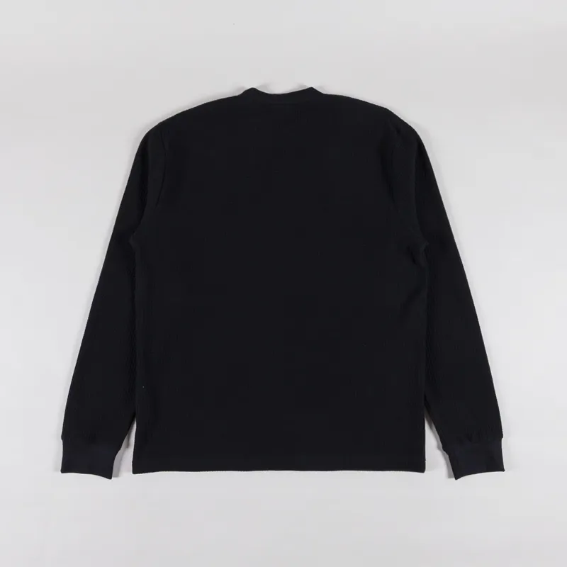 Power Goods Thermal Waffle Long Sleeve T Shirt Black-1
