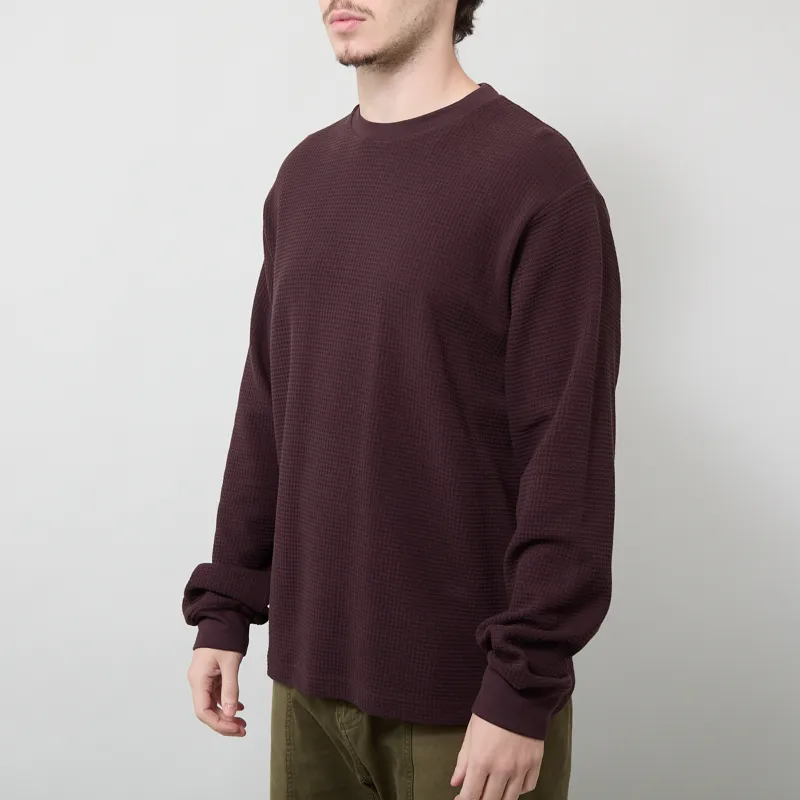 Power Goods Thermal Waffle Long Sleeve T Shirt Coffee-1
