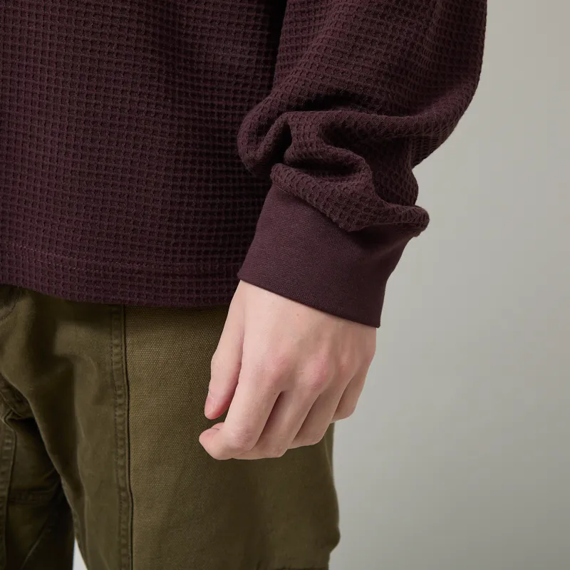 Power Goods Thermal Waffle Long Sleeve T Shirt Coffee-5