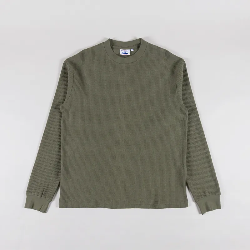 Power Goods Thermal Waffle Long Sleeve T Shirt Olive