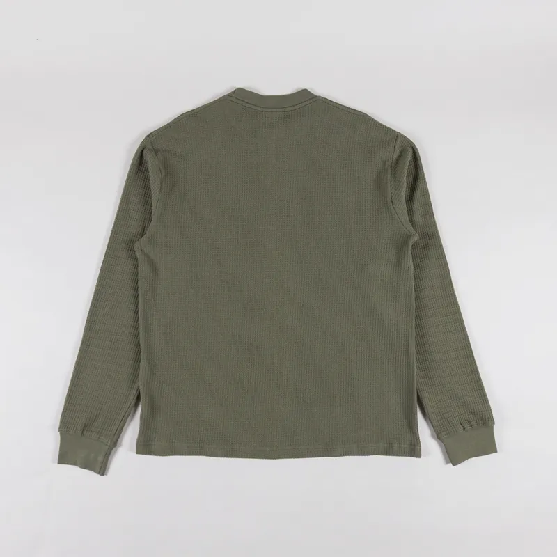 Power Goods Thermal Waffle Long Sleeve T Shirt Olive-1