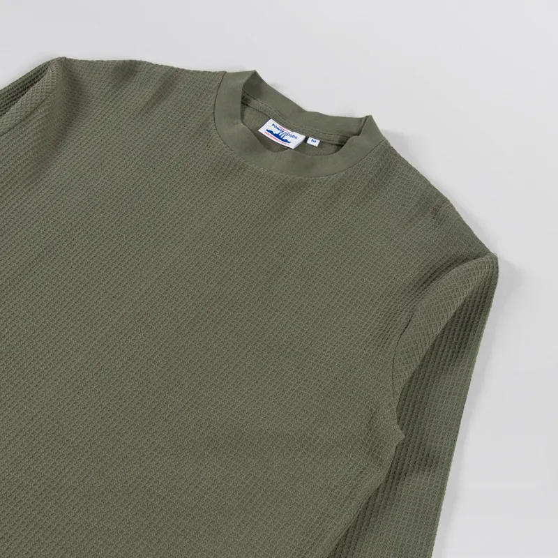 Power Goods Thermal Waffle Long Sleeve T Shirt Olive-2