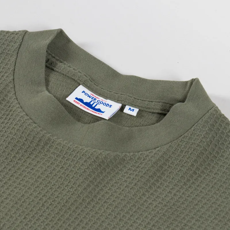 Power Goods Thermal Waffle Long Sleeve T Shirt Olive-4