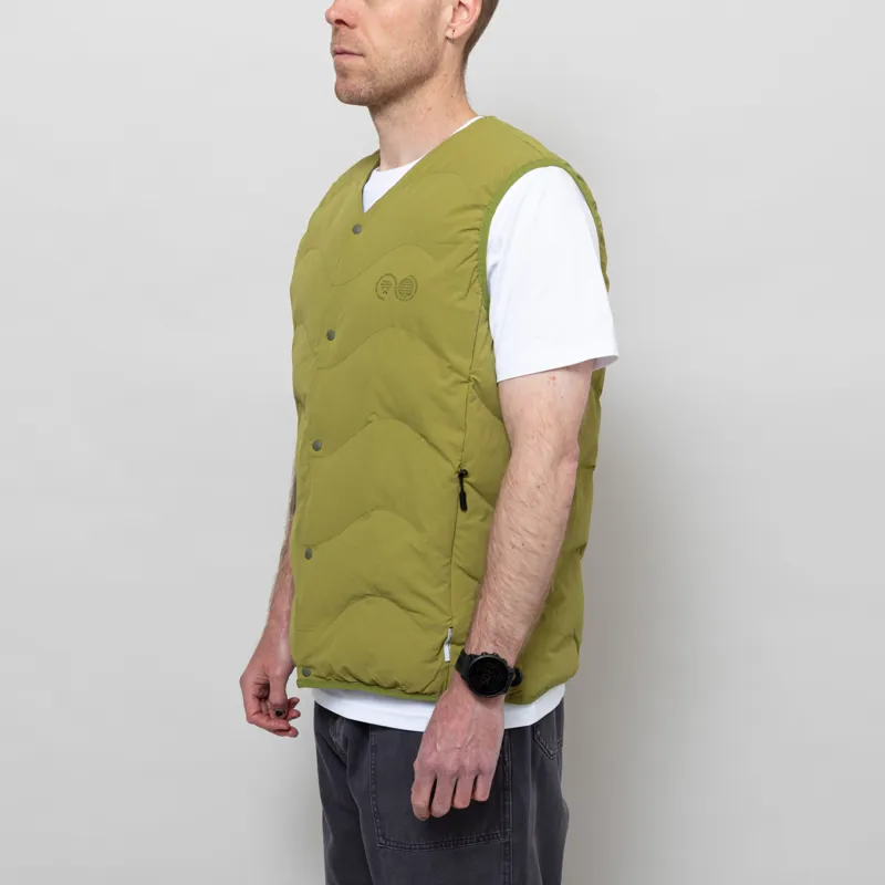 Purple Mountain Observatory Waves Quilted Vest Olive-1