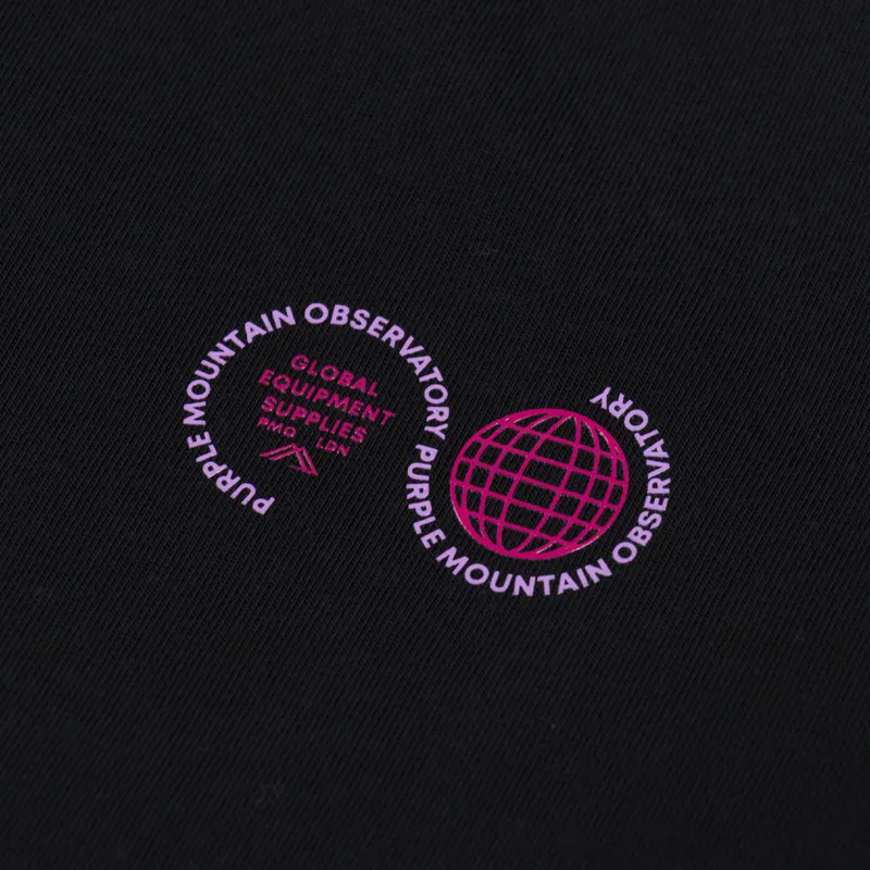 Purple Mountain Observatory Globe Logo T Shirt Black-4