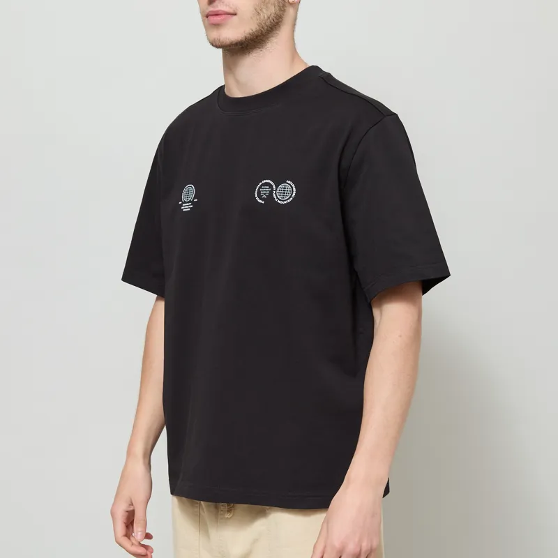 Purple Mountain Observatory Globe Logo T Shirt Black White-1