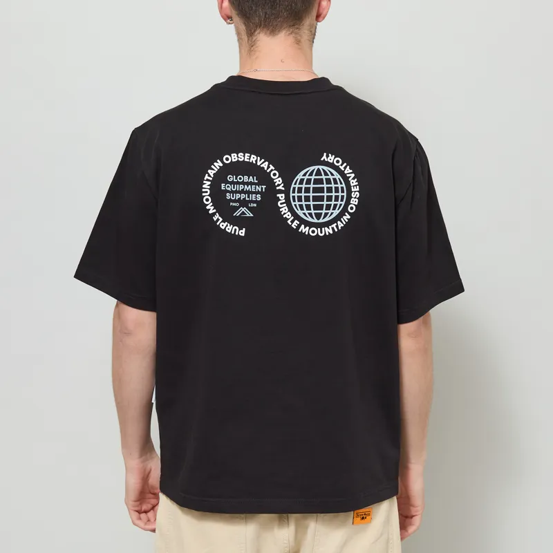 Purple Mountain Observatory Globe Logo T Shirt Black White