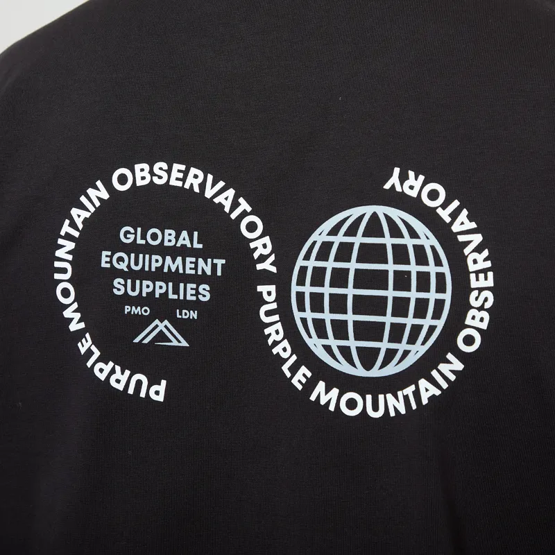 Purple Mountain Observatory Globe Logo T Shirt Black White-4