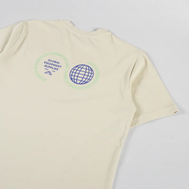 Purple Mountain Observatory Globe Logo T Shirt Cream-2