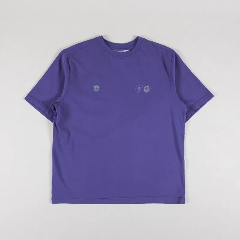 Purple Mountain Observatory Globe Logo T Shirt Indigo-1
