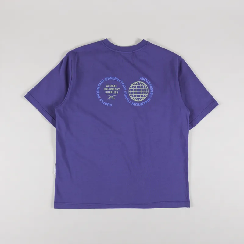 Purple Mountain Observatory Globe Logo T Shirt Indigo