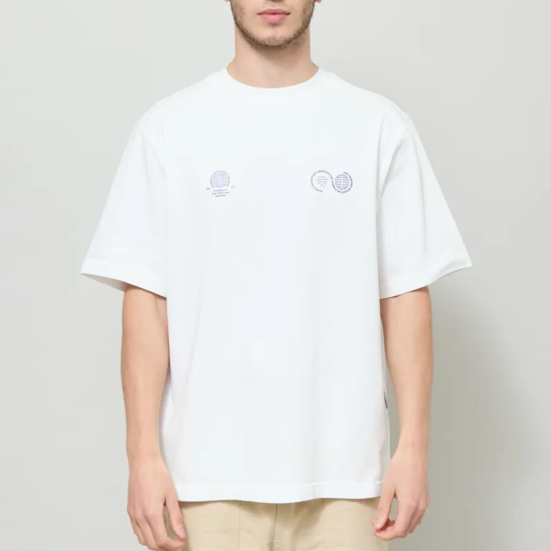 Purple Mountain Observatory Globe Logo T Shirt White Purple-2