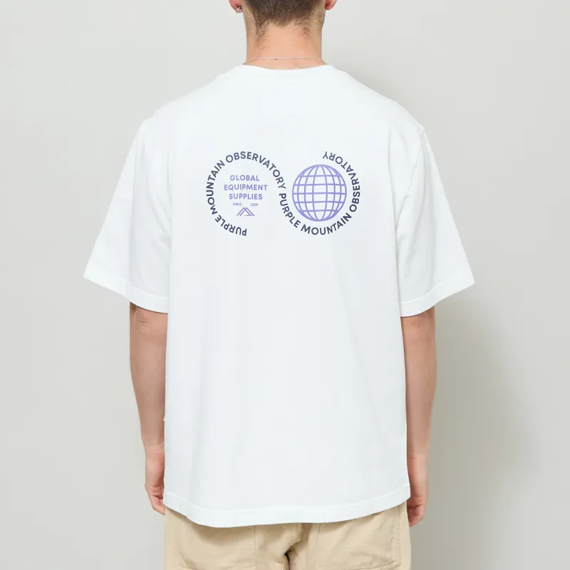 Purple Mountain Observatory Globe Logo T Shirt White Purple
