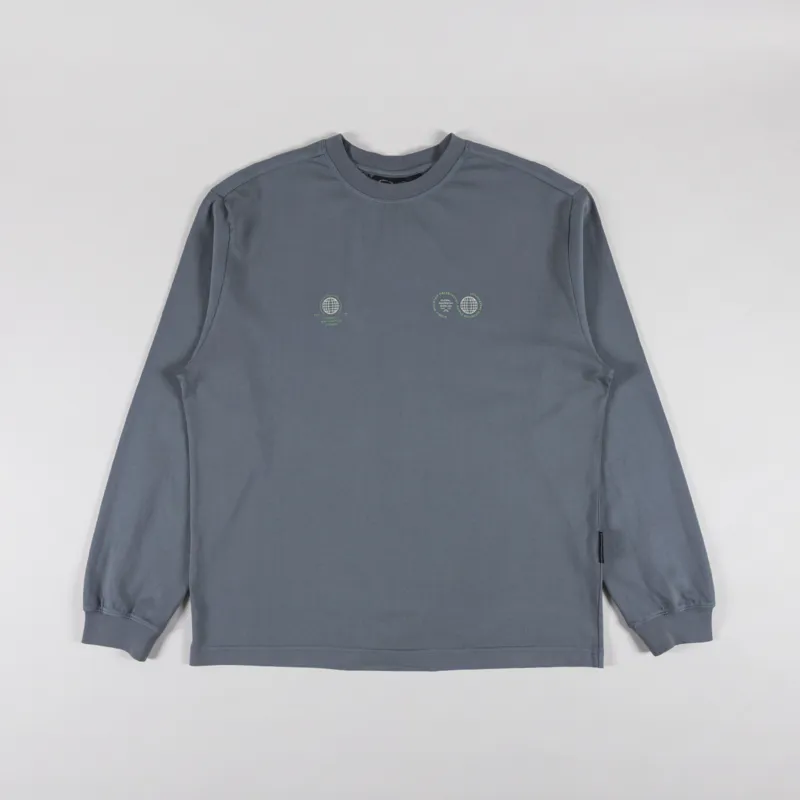 Purple Mountain Observatory Globe Logo Long Sleeve T Shirt Stormy-1