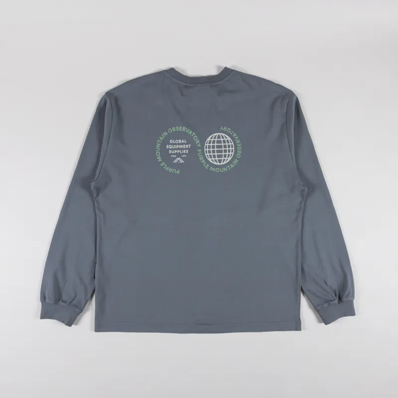 Purple Mountain Observatory Globe Logo Long Sleeve T Shirt Stormy