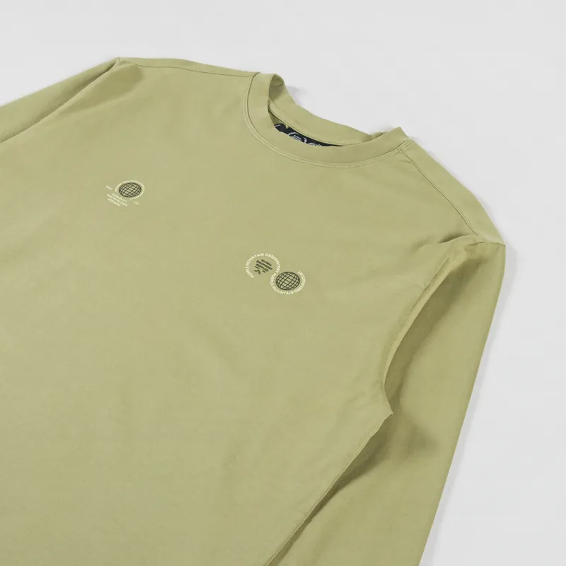 Purple Mountain Observatory Globe Logo Long Sleeve T Shirt Sage-4