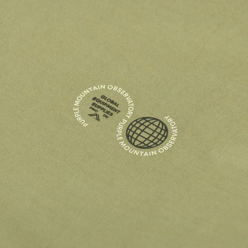 Purple Mountain Observatory Globe Logo Long Sleeve T Shirt Sage-5