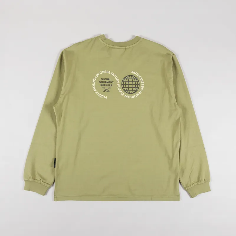 Purple Mountain Observatory Globe Logo Long Sleeve T Shirt Sage