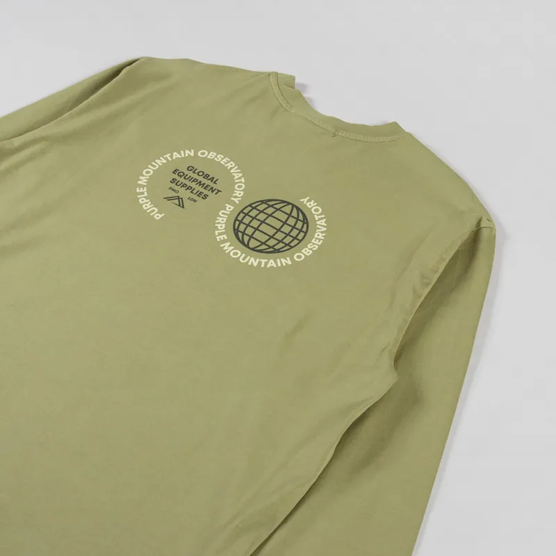 Purple Mountain Observatory Globe Logo Long Sleeve T Shirt Sage-8