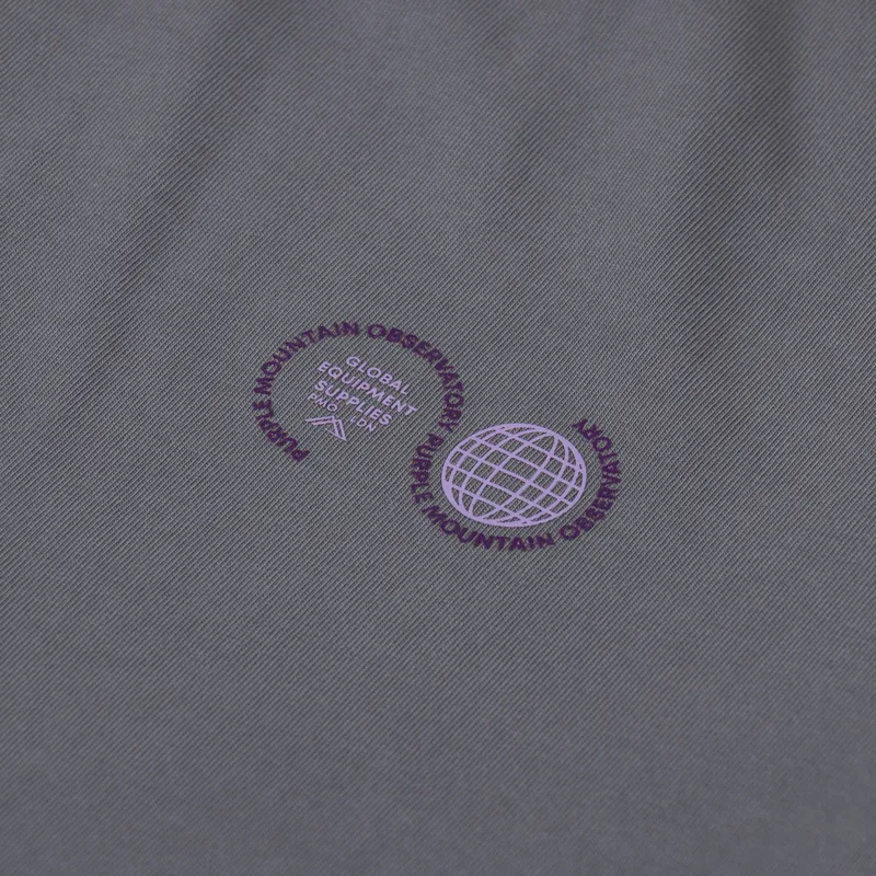 Purple Mountain Observatory Globe Logo T Shirt Grey-4