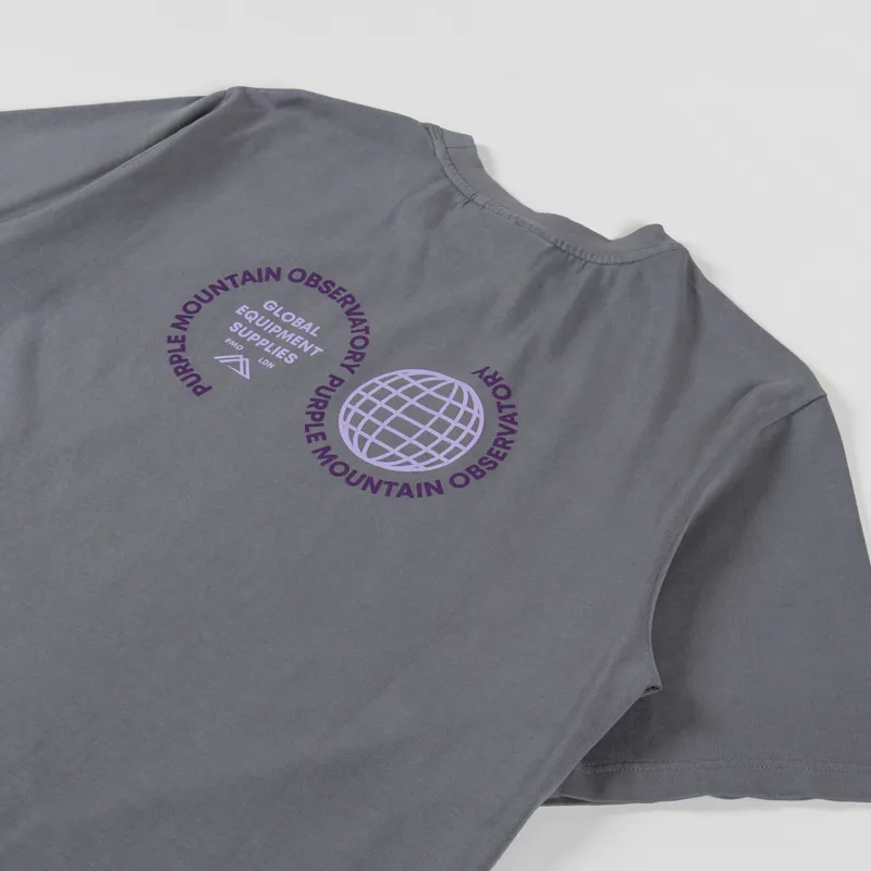 Purple Mountain Observatory Globe Logo T Shirt Grey-6