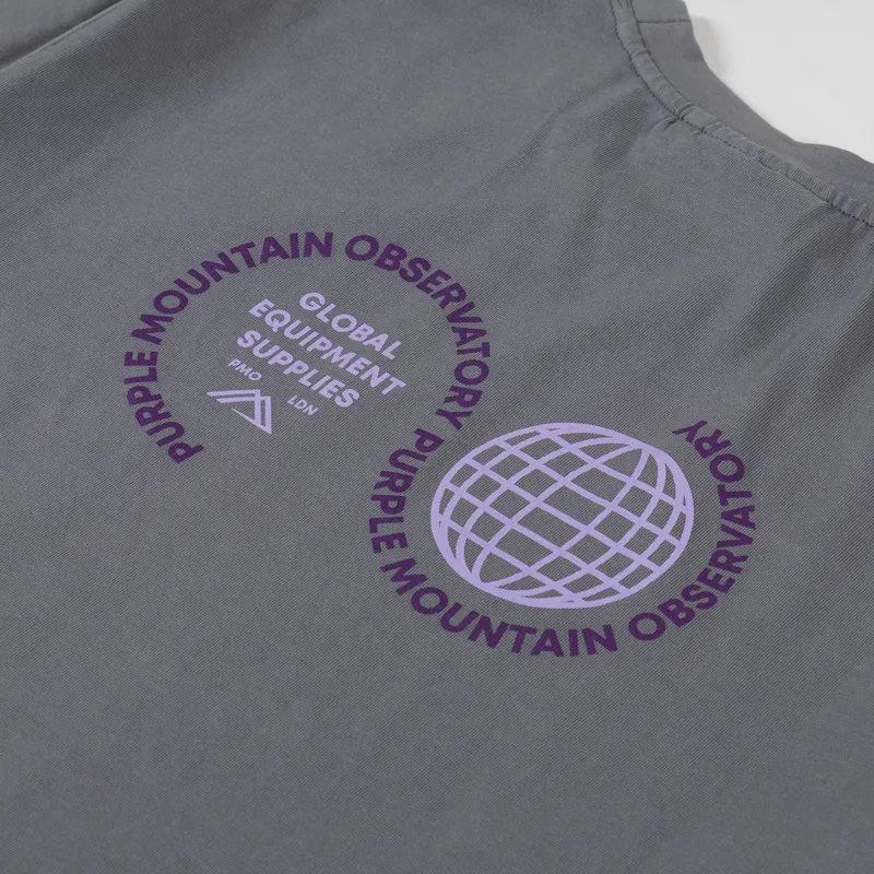 Purple Mountain Observatory Globe Logo T Shirt Grey-7