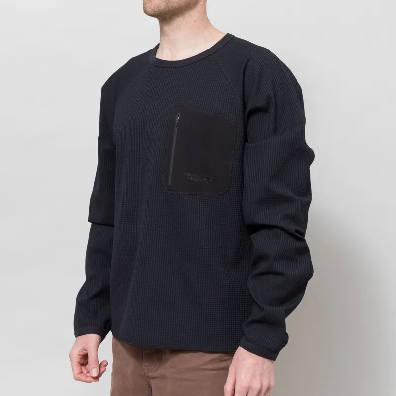 Purple Mountain Observatory Waffle Long Sleeve Black-1