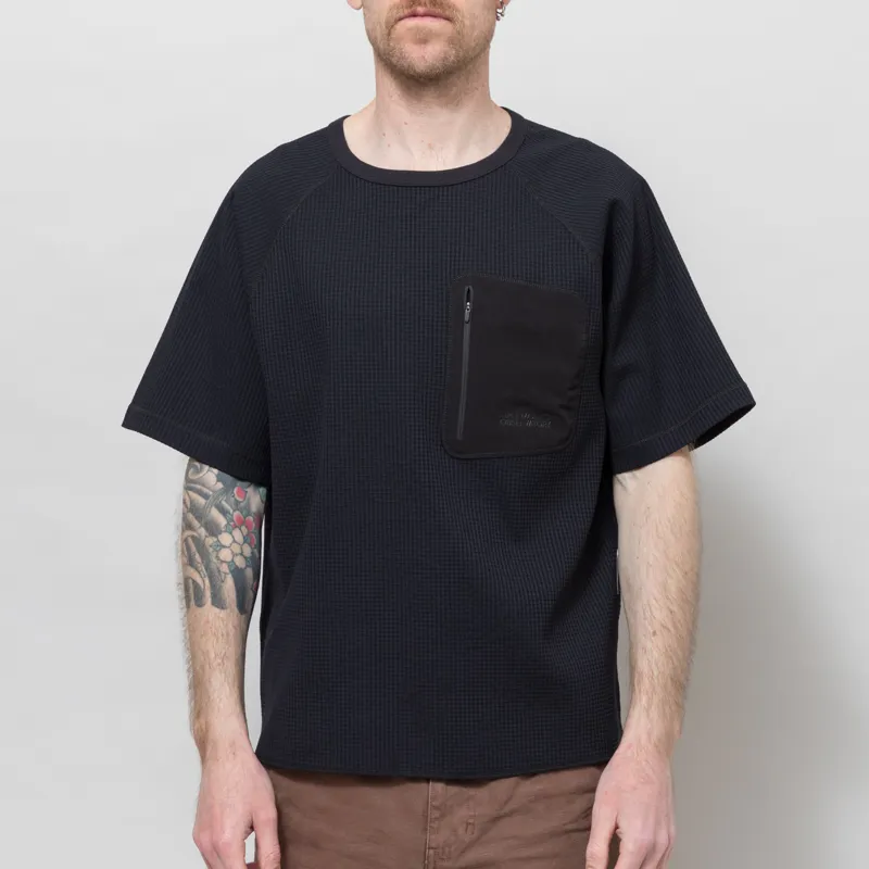 Purple Mountain Observatory Waffle Short Sleeve Crew Black