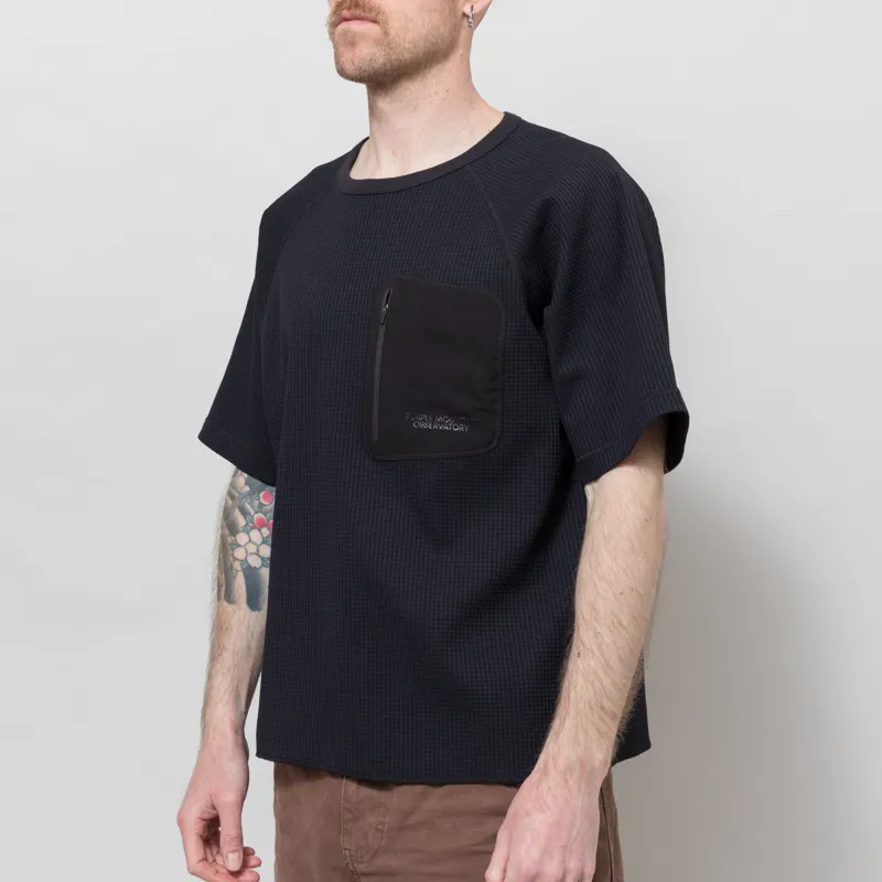 Purple Mountain Observatory Waffle Short Sleeve Crew Black-1