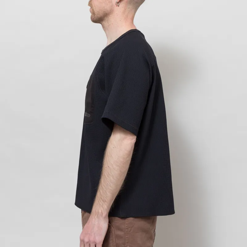 Purple Mountain Observatory Waffle Short Sleeve Crew Black-2