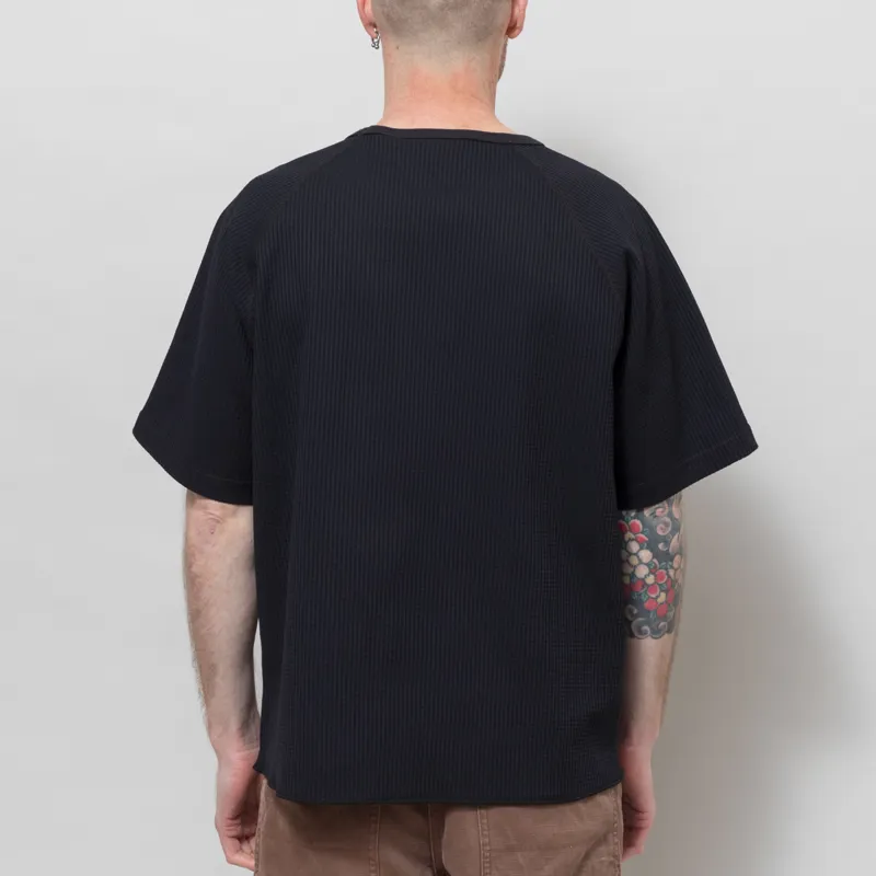 Purple Mountain Observatory Waffle Short Sleeve Crew Black-3