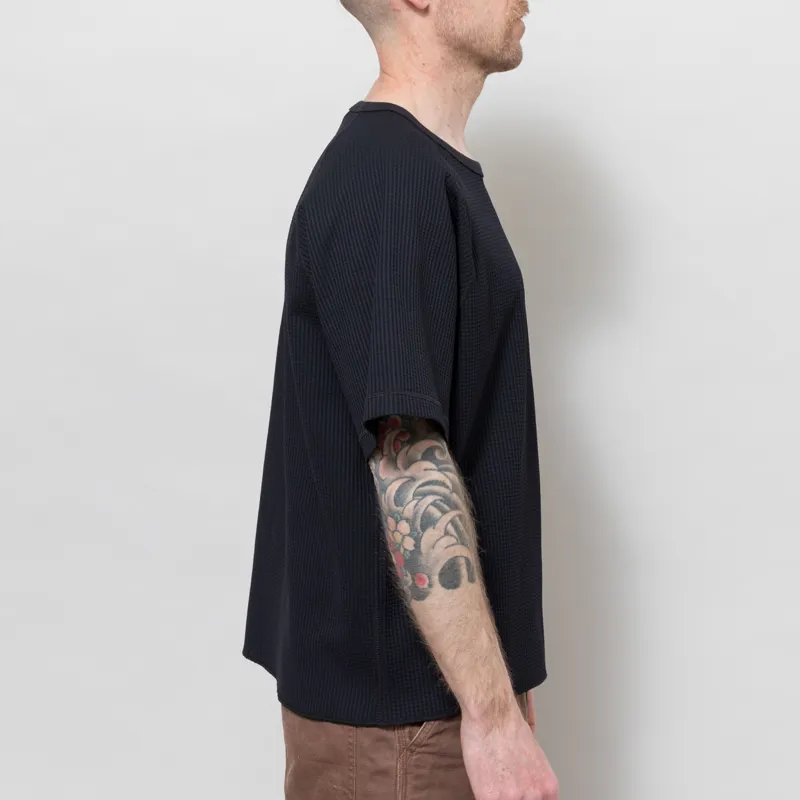 Purple Mountain Observatory Waffle Short Sleeve Crew Black-4