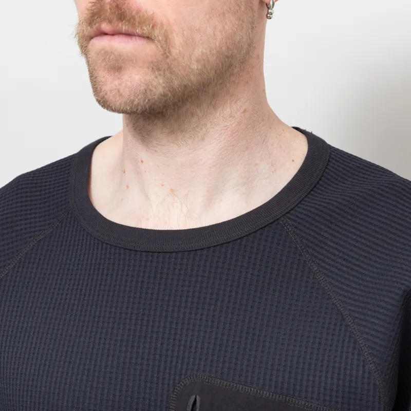 Purple Mountain Observatory Waffle Short Sleeve Crew Black-5