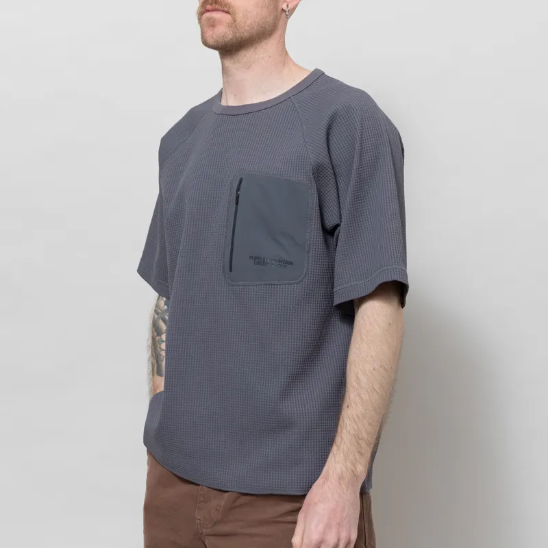 Purple Mountain Observatory Waffle Short Sleeve Crew Charcoal-1