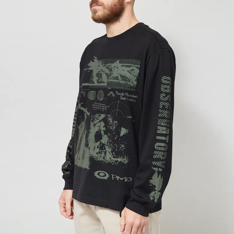 Purple Mountain Observatory Long Spaces Long Sleeve T Shirt Black-1