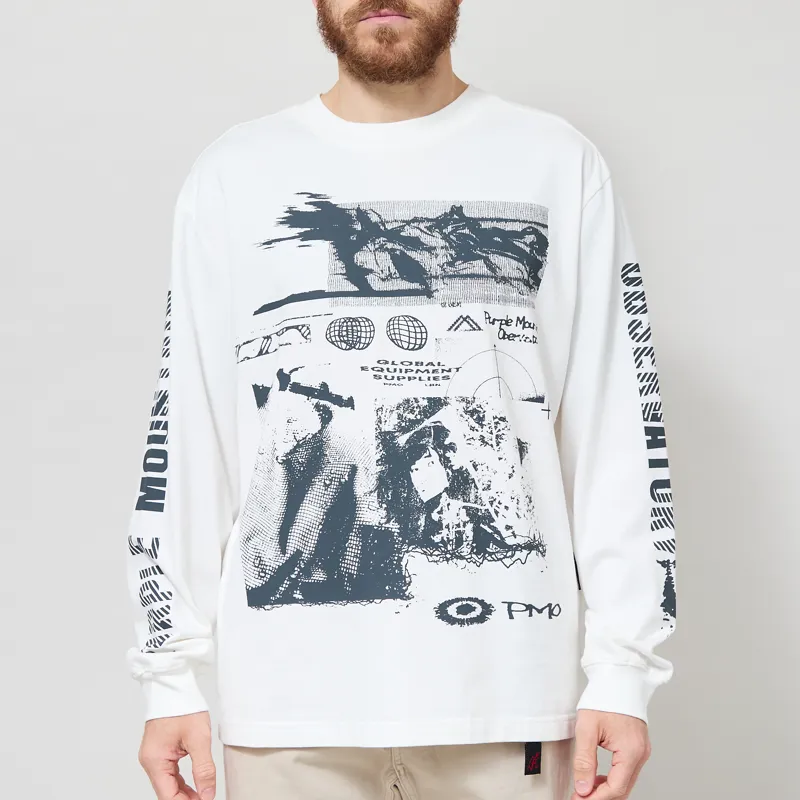 Purple Mountain Observatory Long Spaces Long Sleeve T Shirt White