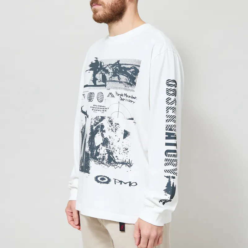 Purple Mountain Observatory Long Spaces Long Sleeve T Shirt White-1