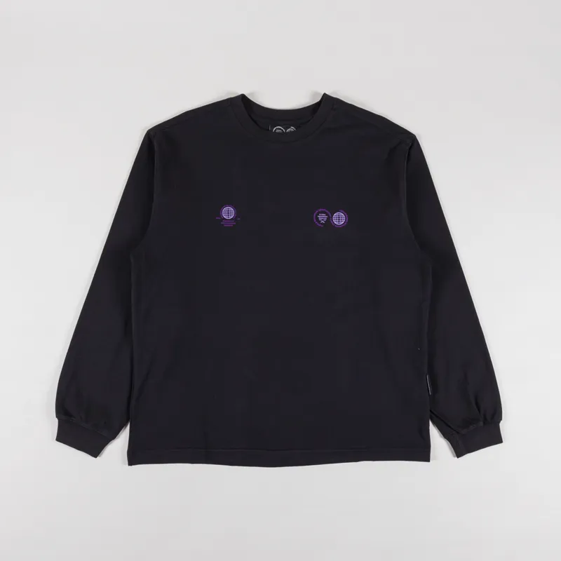 Purple Mountain Observatory Globe Logo Long Sleeve T Shirt Black-1