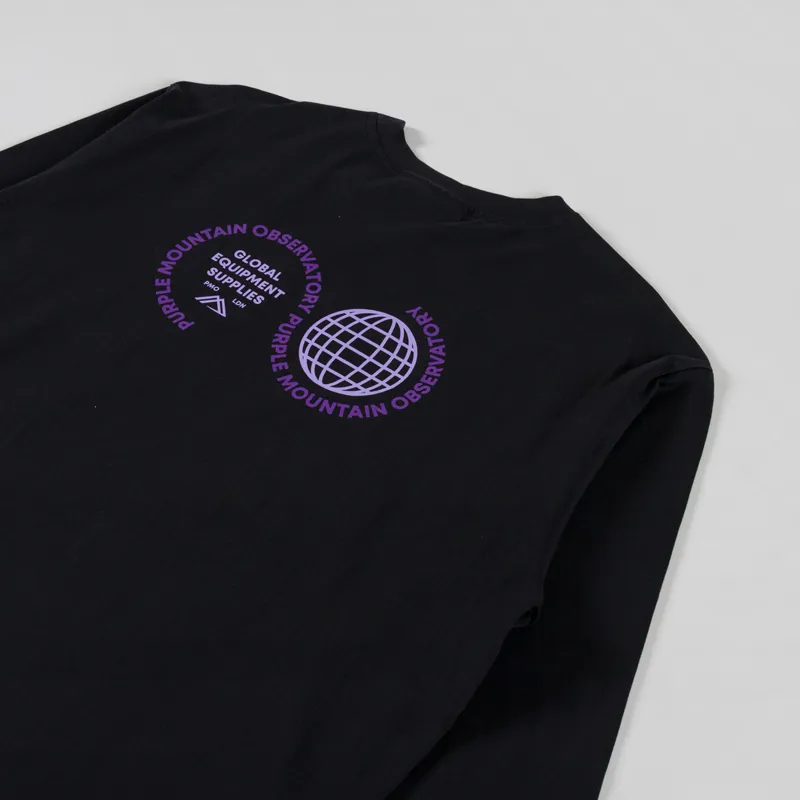 Purple Mountain Observatory Globe Logo Long Sleeve T Shirt Black-8