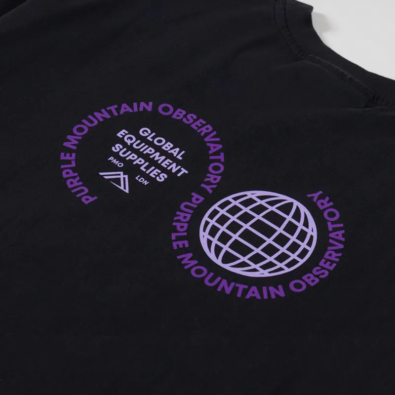 Purple Mountain Observatory Globe Logo Long Sleeve T Shirt Black-9