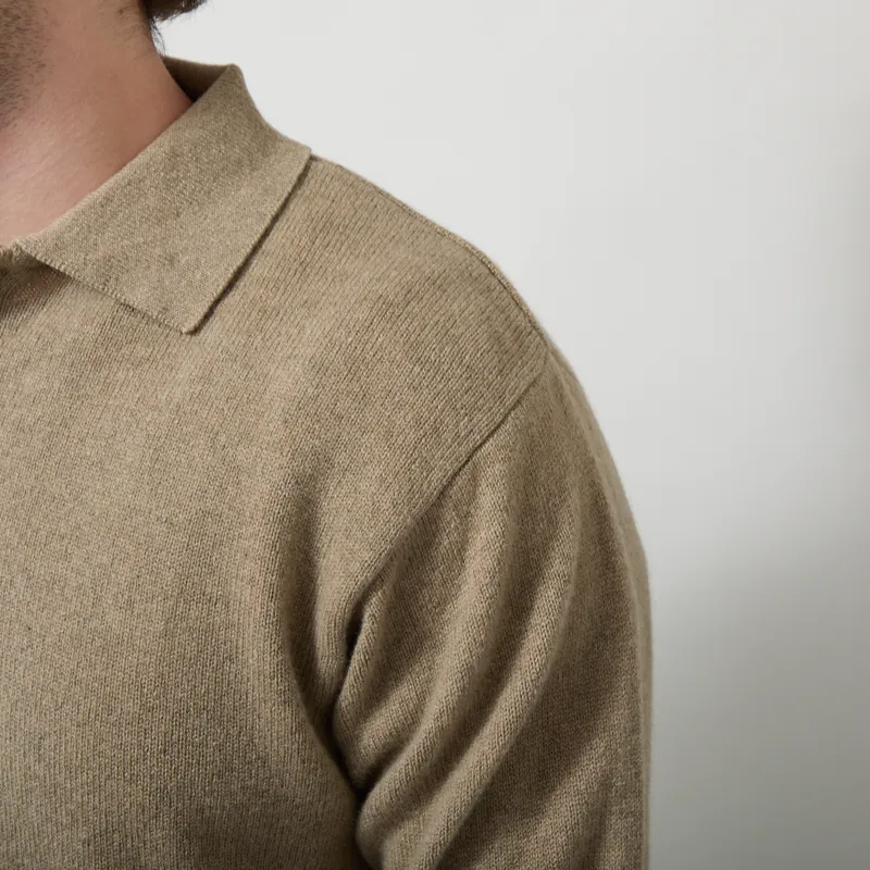Pittari Knitted Polo Sweater Gravel-5