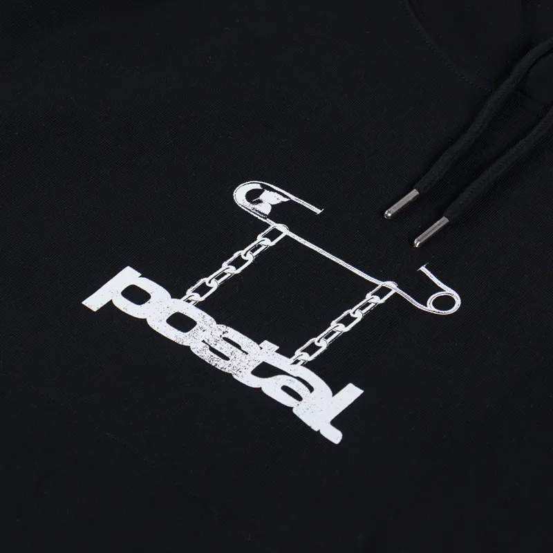 Postal Safety Pin Hoodie Black-4