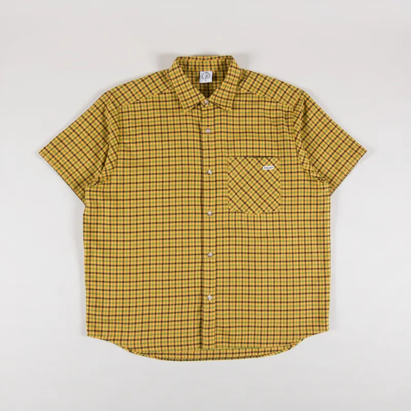 Polar Skate Co. Mens Short Sleeve Checkered Mitchell Shirt Yellow