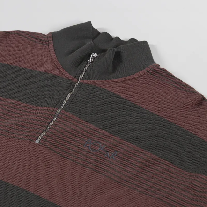 Polar Skate Co Surf Half Zip Long Sleeve Shirt Dirty Black Brownstone-4