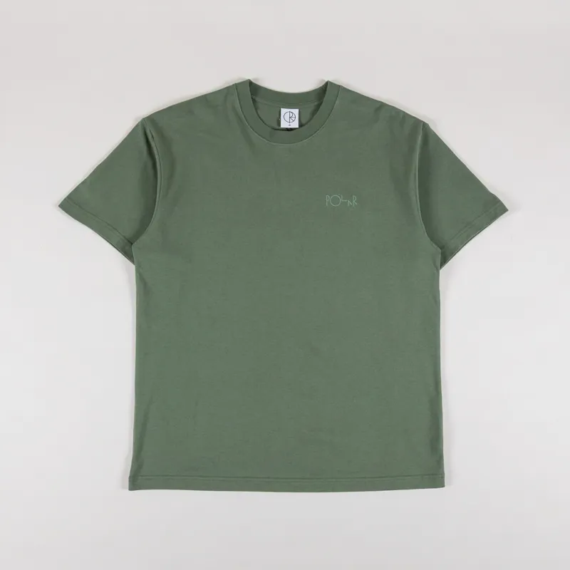 Polar Skate Co. Contrast T Shirt Stroke Logo Moss Green-1