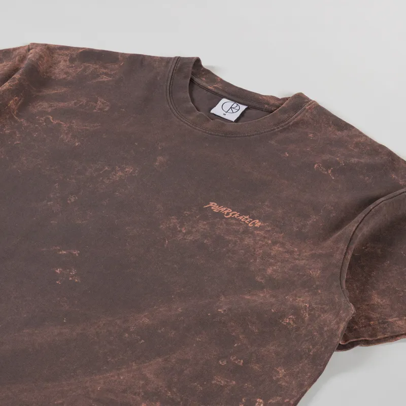 Polar Skate Co. Mens Acid Washed Tee T Shirt Surf Logo Brown
