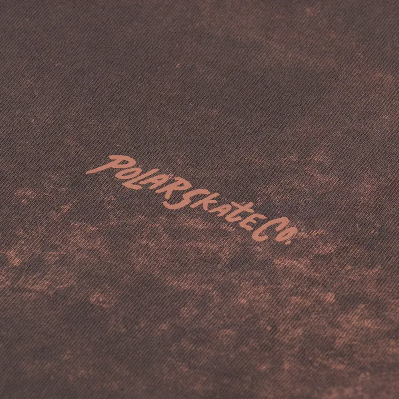 Polar Skate Co. Mens Acid Washed Tee T Shirt Surf Logo Brown
